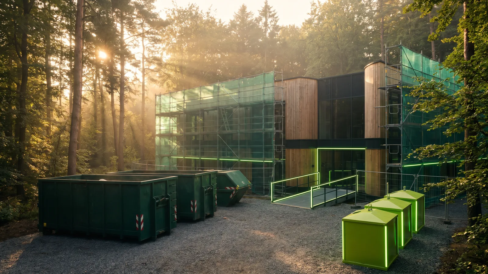 Pandrenovatie met afvoercontainers voor de ontruiming