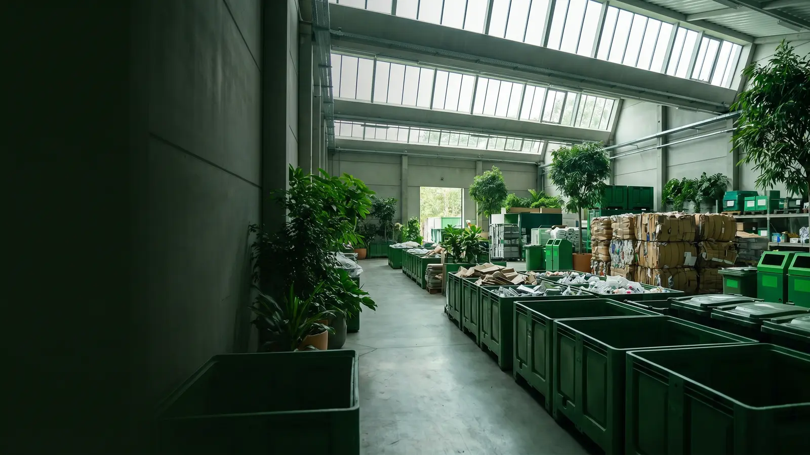 Opgeruimd terrein met opslagcontainers en IBC-containers
