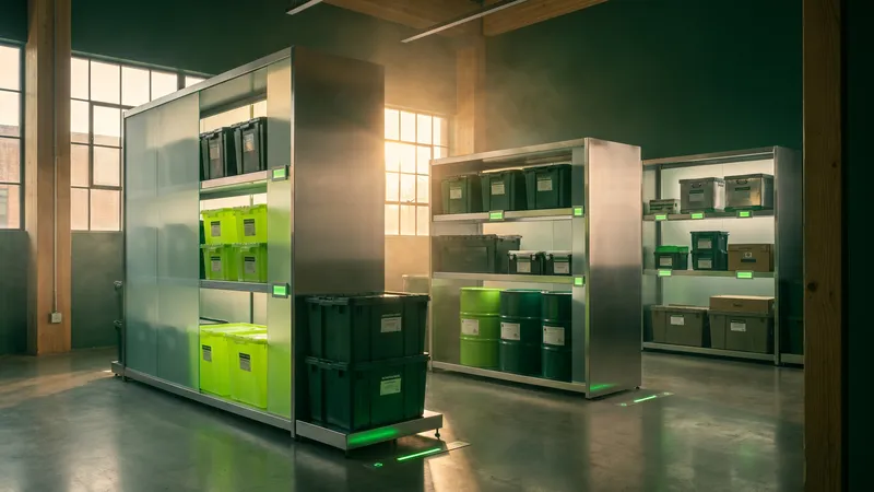 Sorted, labelled containers for small hazardous waste