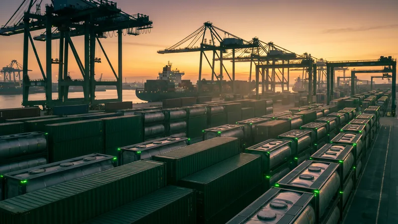 International tank-container project: ISO tank containers at a port terminal